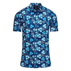 Raging Bull Mens Blossom Short-Sleeved Shirt / Navy